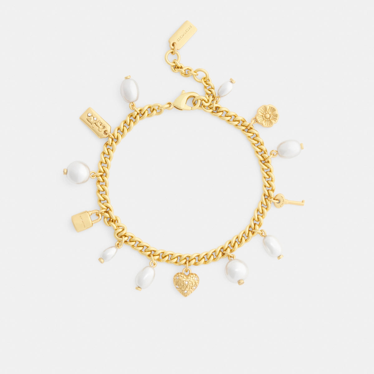 Pearl And Heart Charm Bracelet