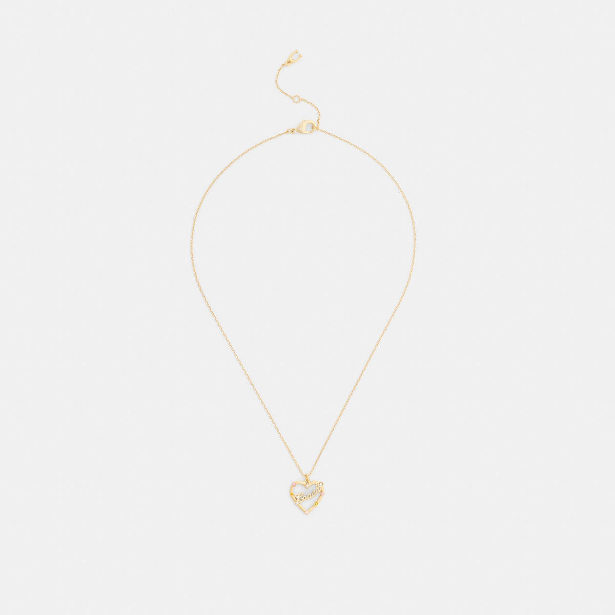 Coach Script Heart Pendant Necklace