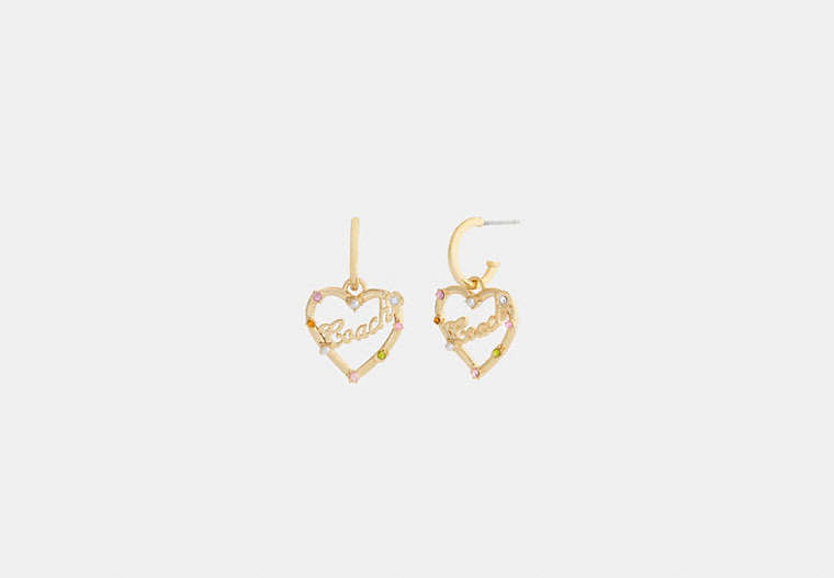 Coach Script Heart Hoop Earrings