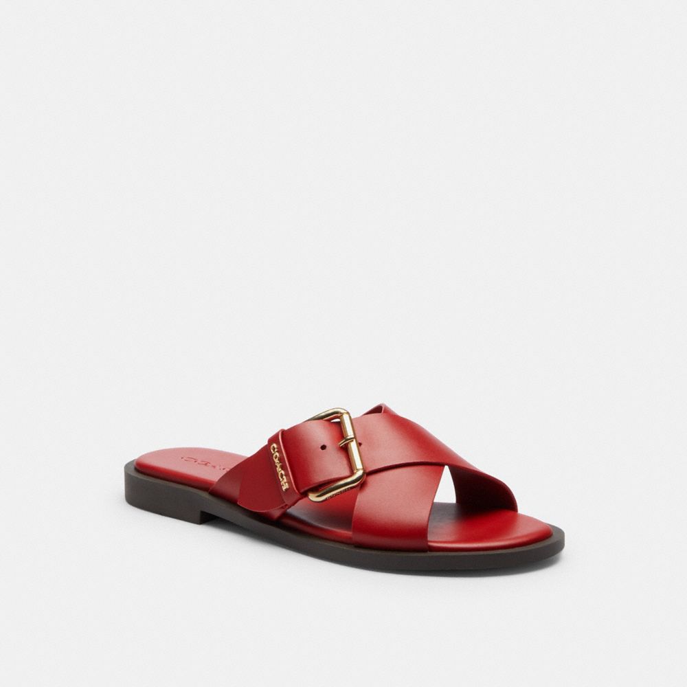 Crisscross Buckle Sandal In Signature Jacquard