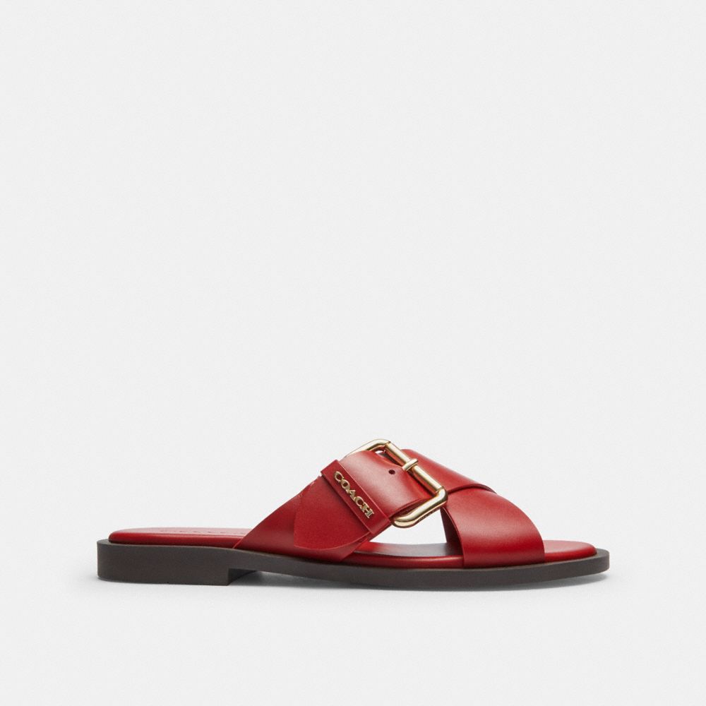 Crisscross Buckle Sandal In Signature Jacquard