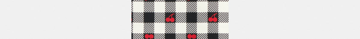 Gingham Cherry Print Silk Bandana