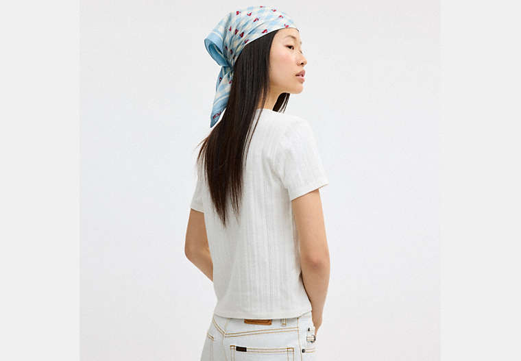 Gingham Cherry Print Silk Bandana