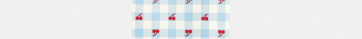 Gingham Cherry Print Silk Bandana