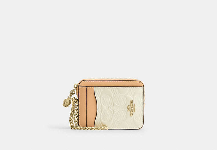 Zip Card Case In Signature Leather With Charm