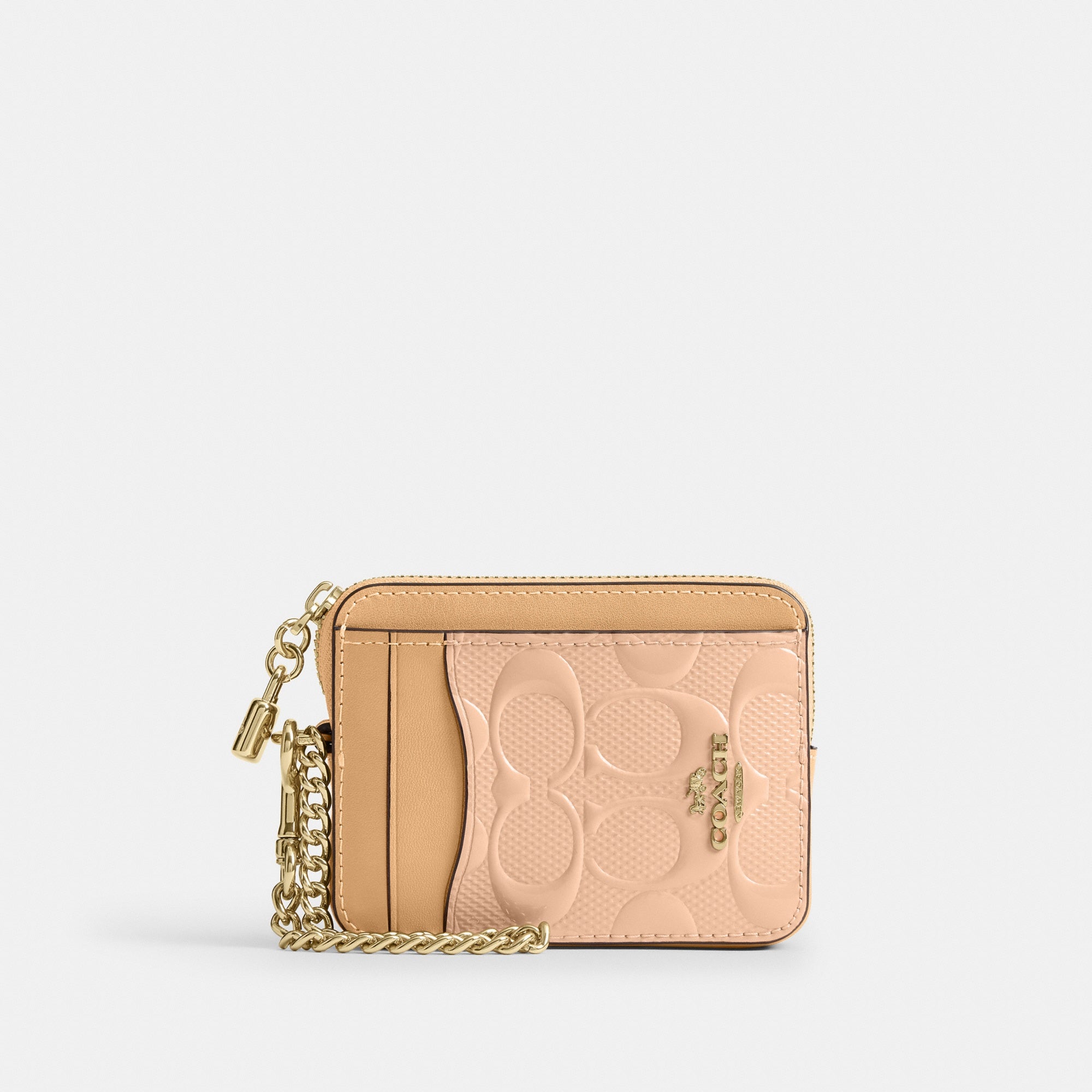 Zip Card Case In Signature Leather With Charm