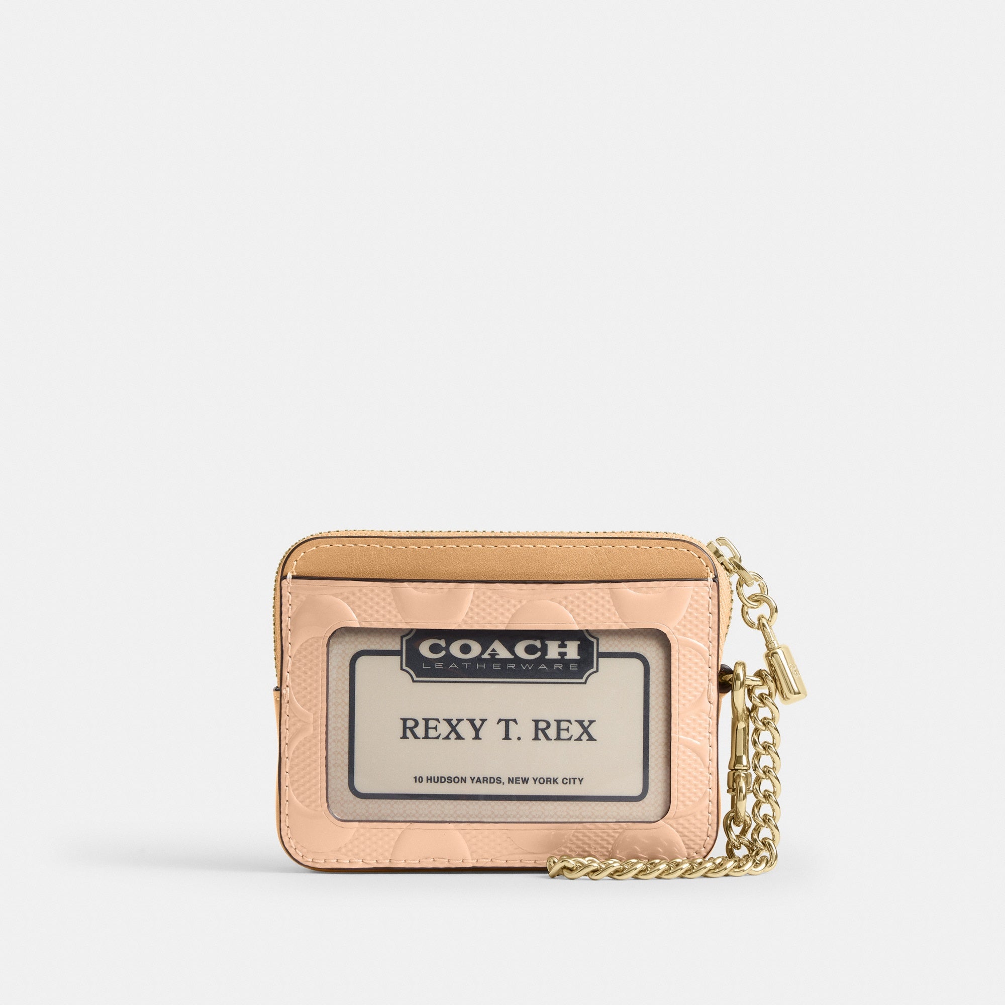 Zip Card Case In Signature Leather With Charm