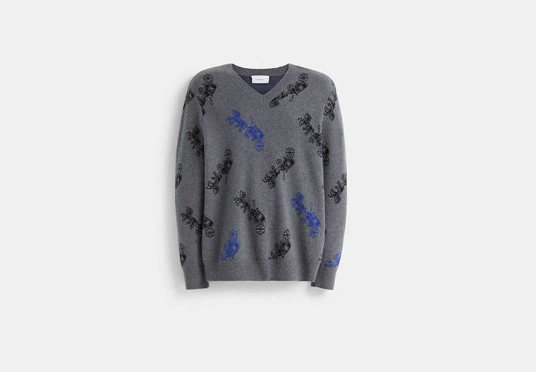 Restored Horse And Carriage V-Neck Sweater