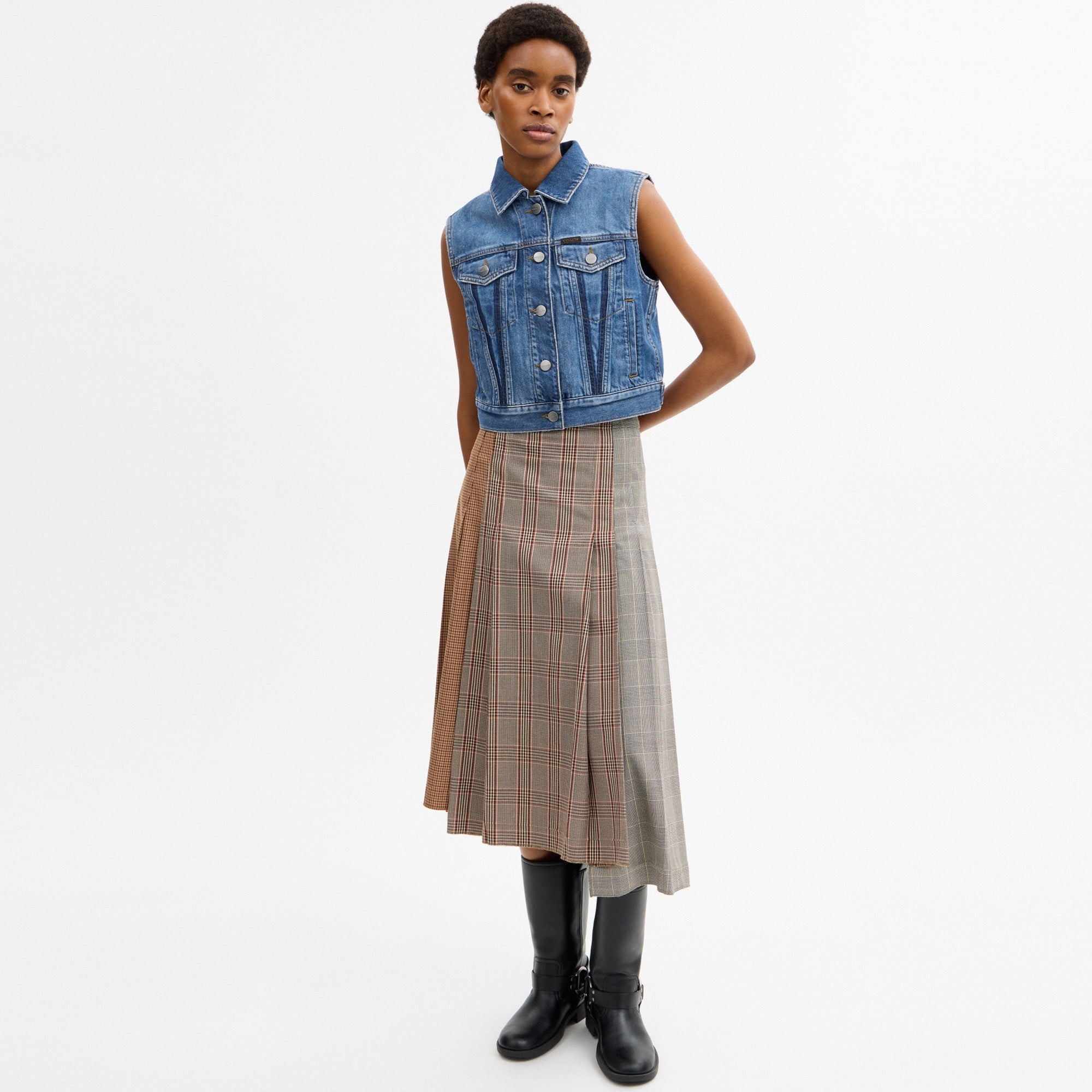 Shrunken Denim Workwear Vest