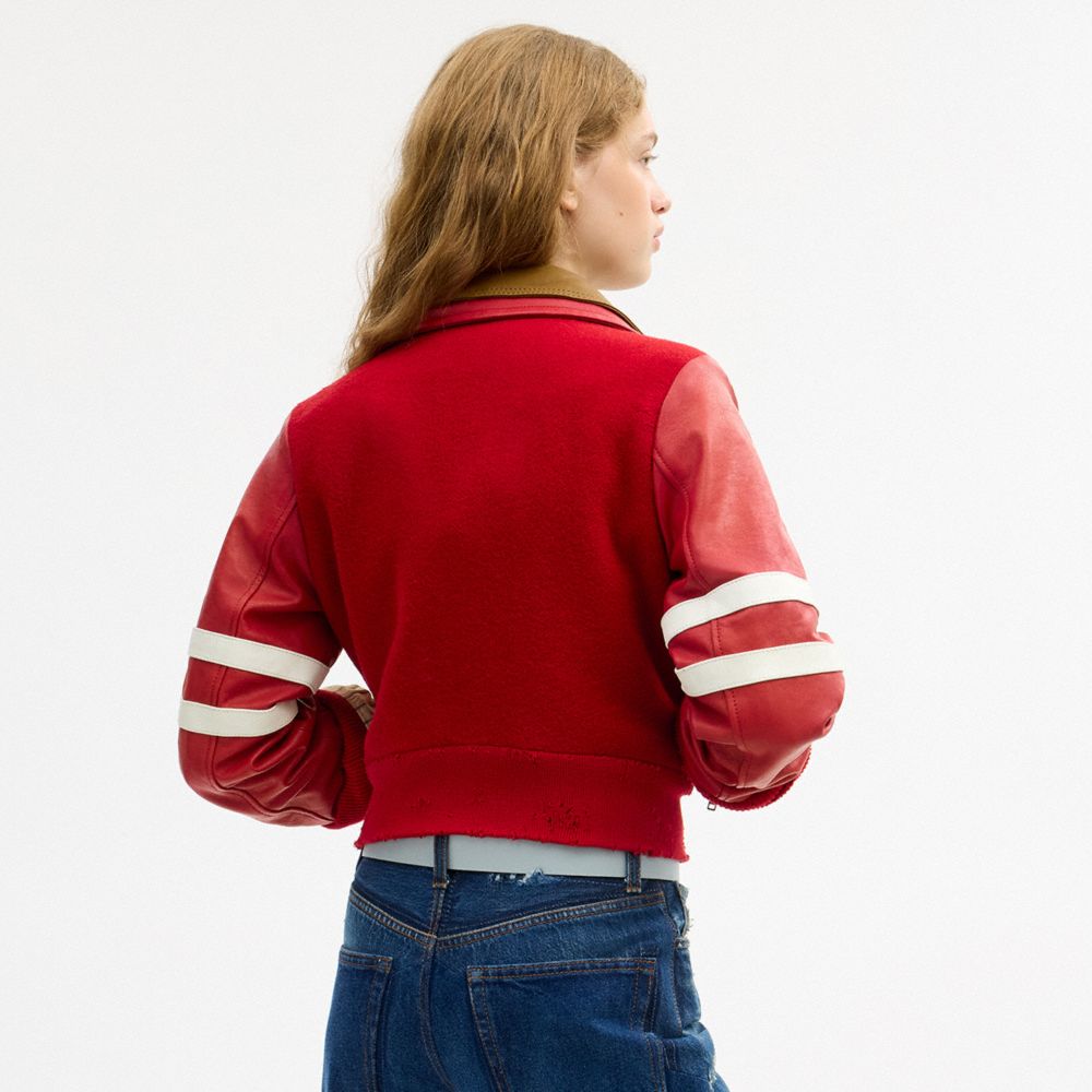 Buy Now Stripe Wool Varsity Jacket