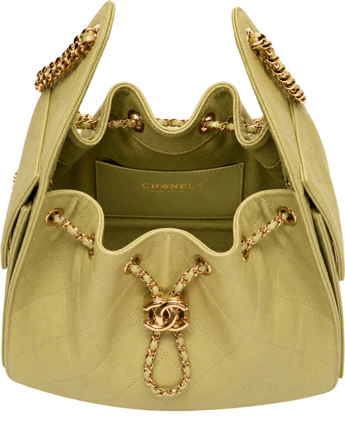 CHANEL 25 Small Handbag Grained Calfskin & Gold-Tone Metal Green