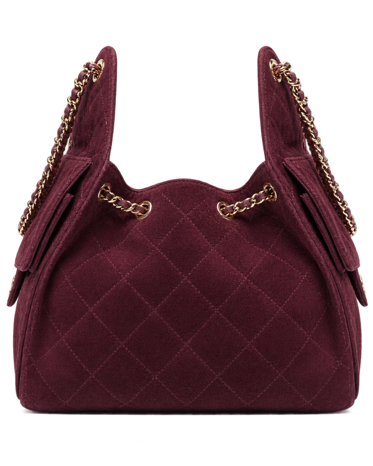 CHANEL 25 Small Handbag Suede Calfskin & Gold Metal Burgundy