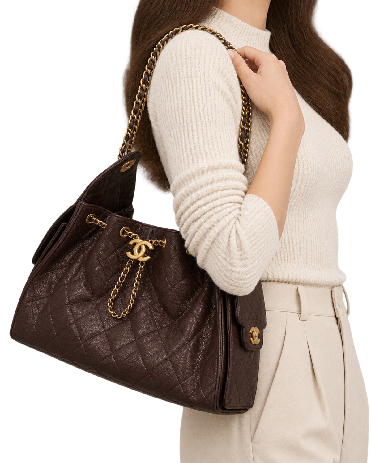Chanel Caviar Quilted Small Chanel 25 Handbag Dark Brown