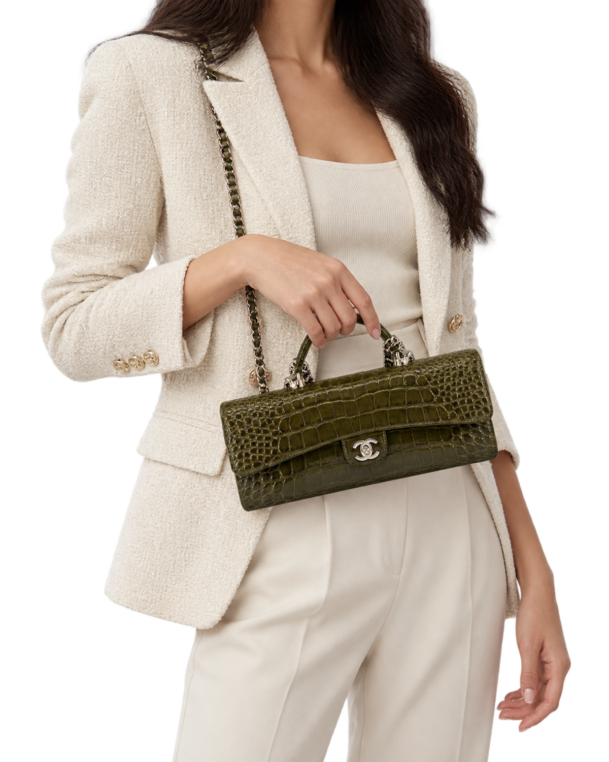 Chanel Long Top Handle Clutch with Chain