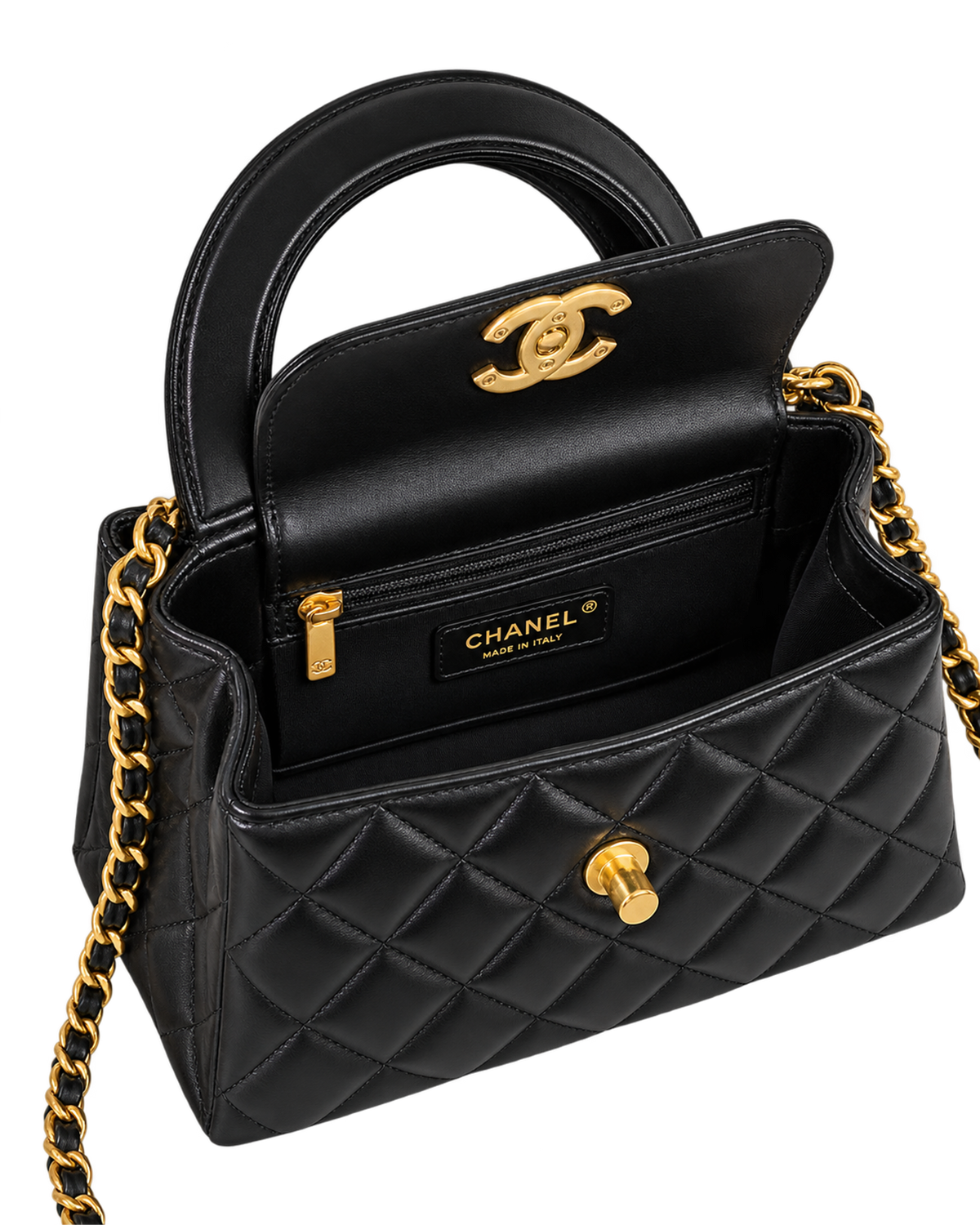 Chanel Nano Kelly Shopper black quilted Lambskin