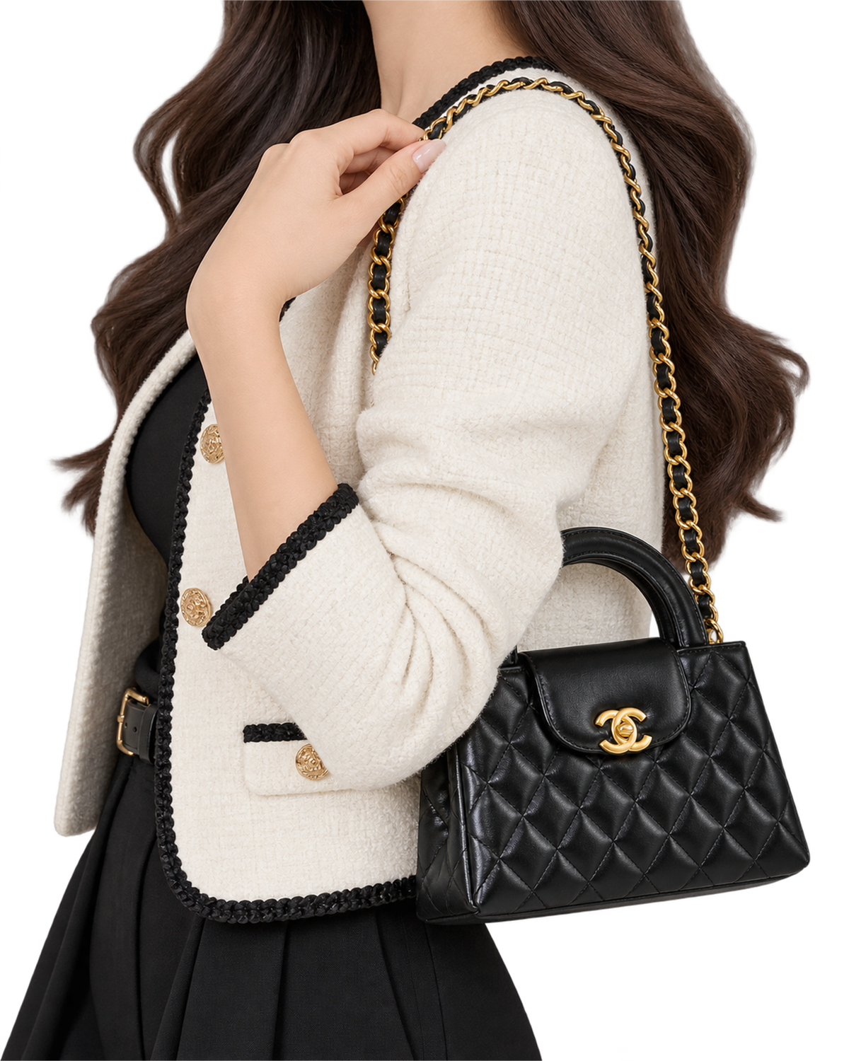 Chanel Nano Kelly Shopper black quilted Lambskin