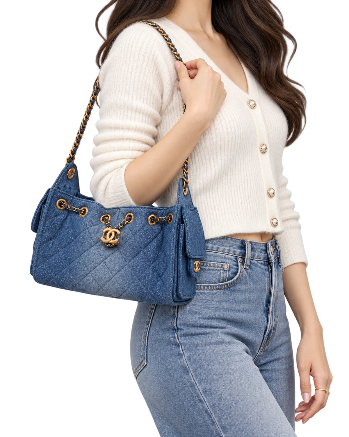 Chanel Washed Denim Quilted Mini Chanel 25 Handbag Blue