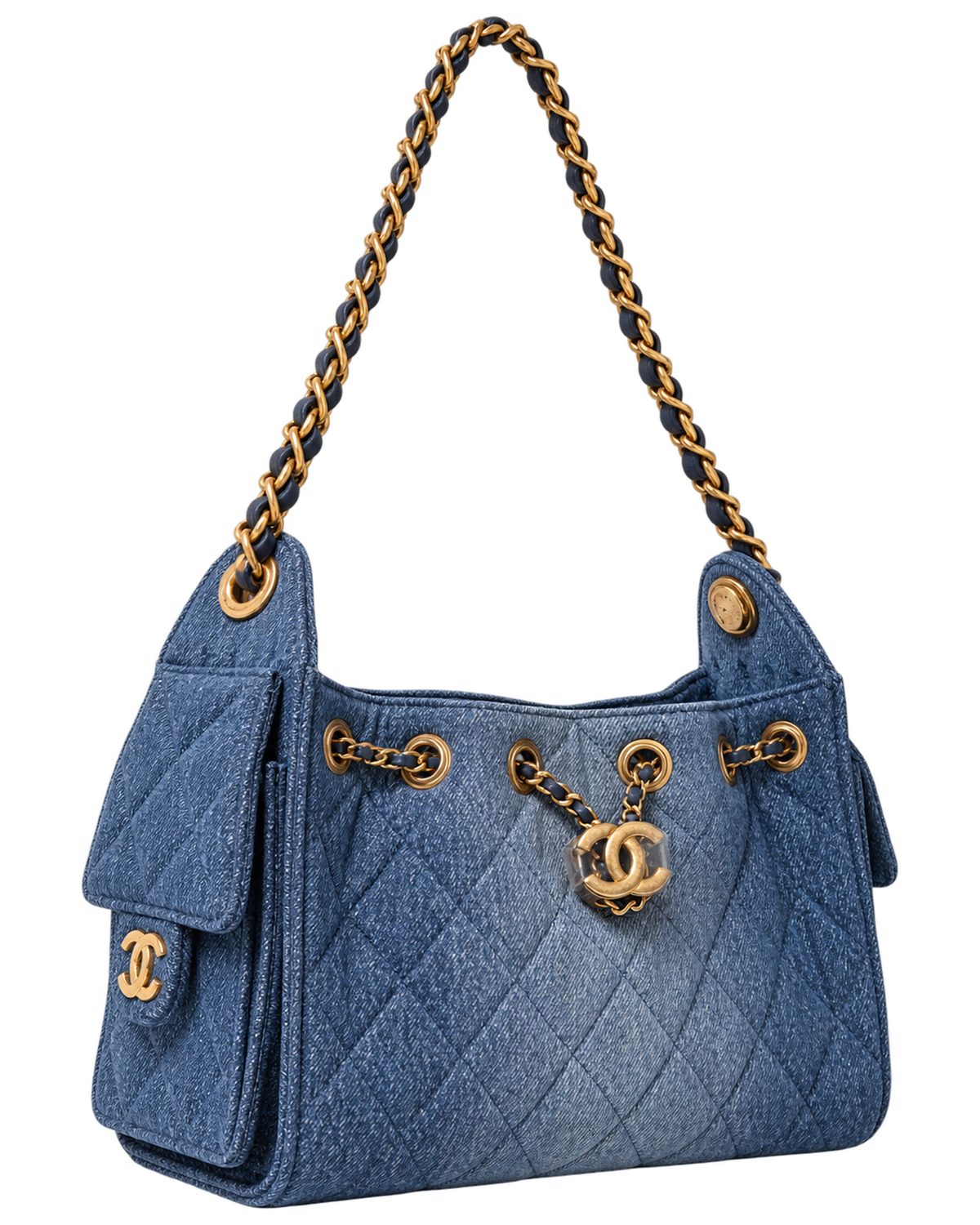 Chanel Washed Denim Quilted Mini Chanel 25 Handbag Blue