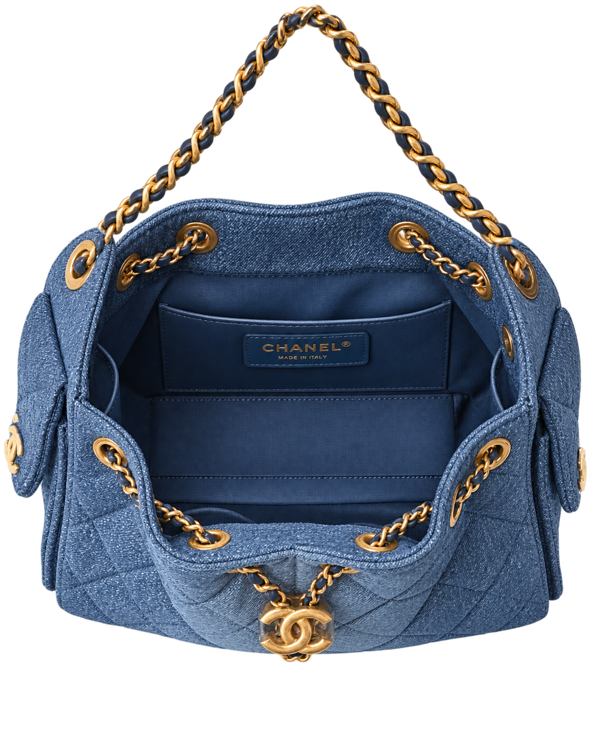 Chanel Washed Denim Quilted Mini Chanel 25 Handbag Blue