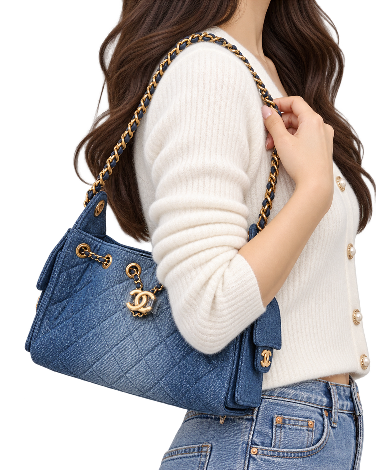 Chanel Washed Denim Quilted Mini Chanel 25 Handbag Blue