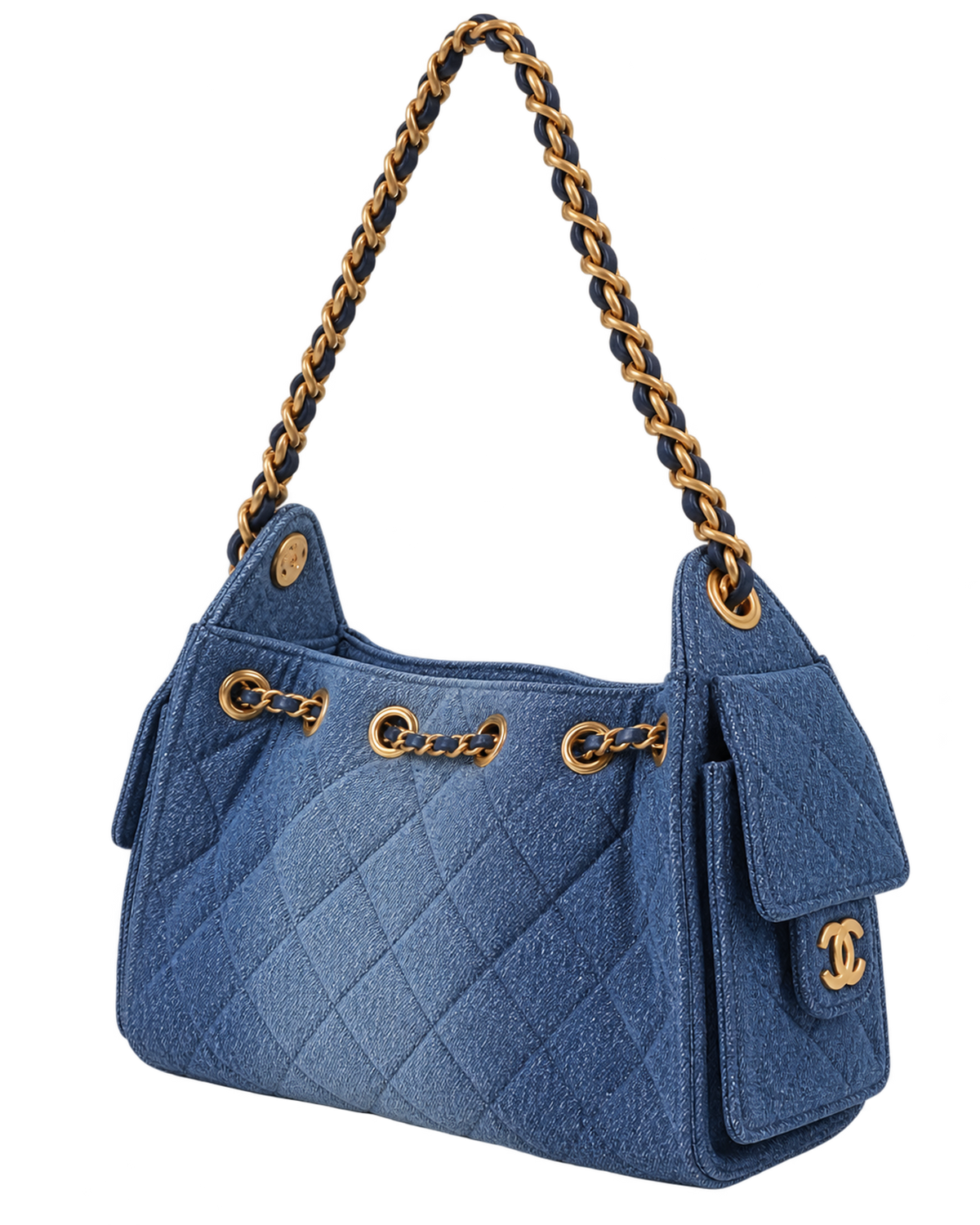 Chanel Washed Denim Quilted Mini Chanel 25 Handbag Blue