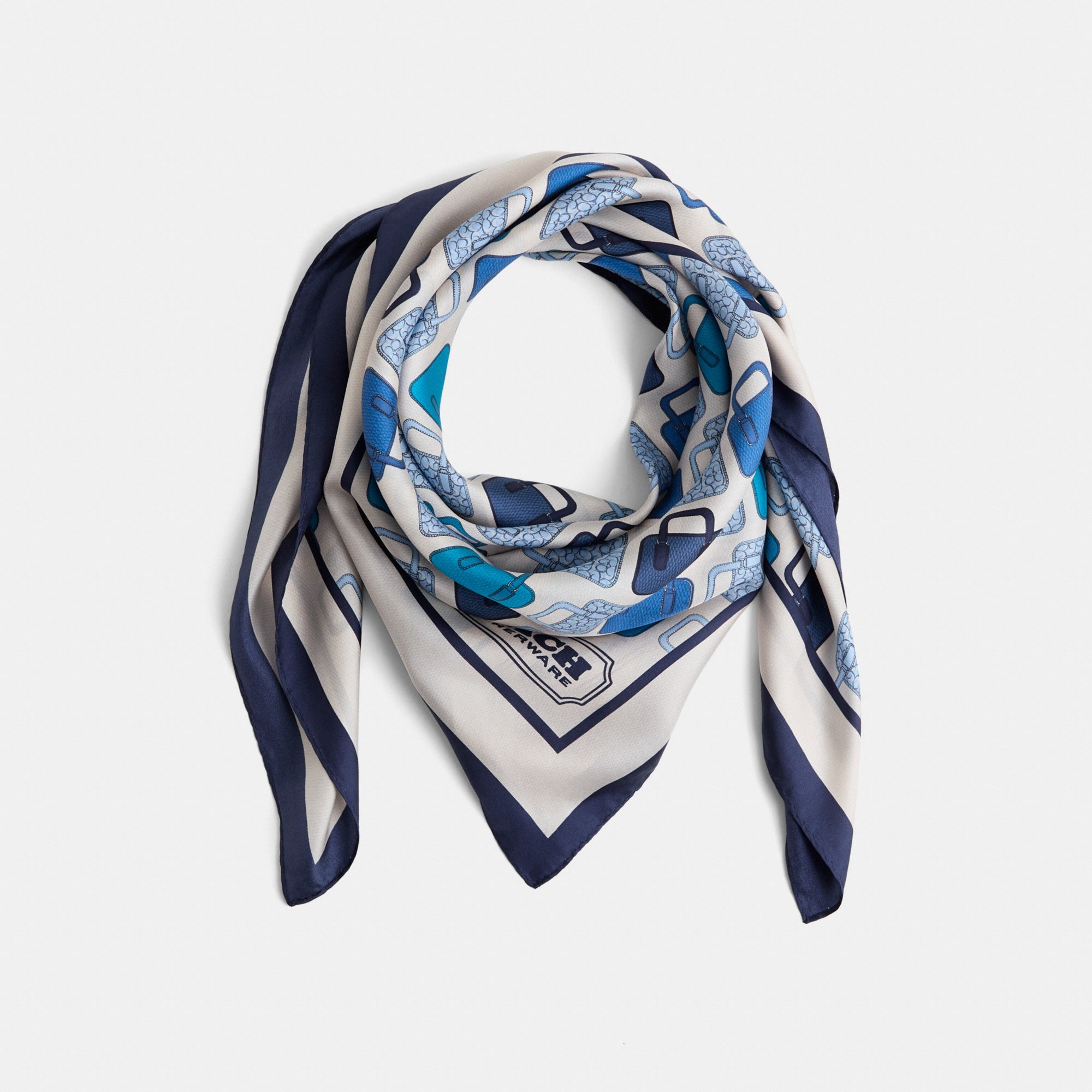 Restored Trompe L'oeil Bag Print Silk Square Scarf