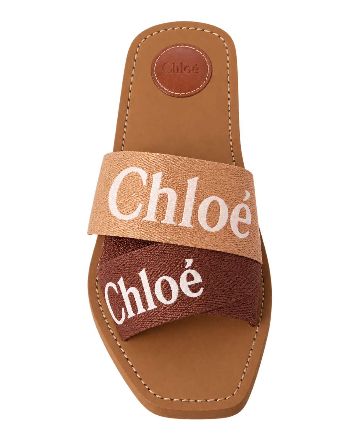 Chloé Woody Logo Slides in Linen