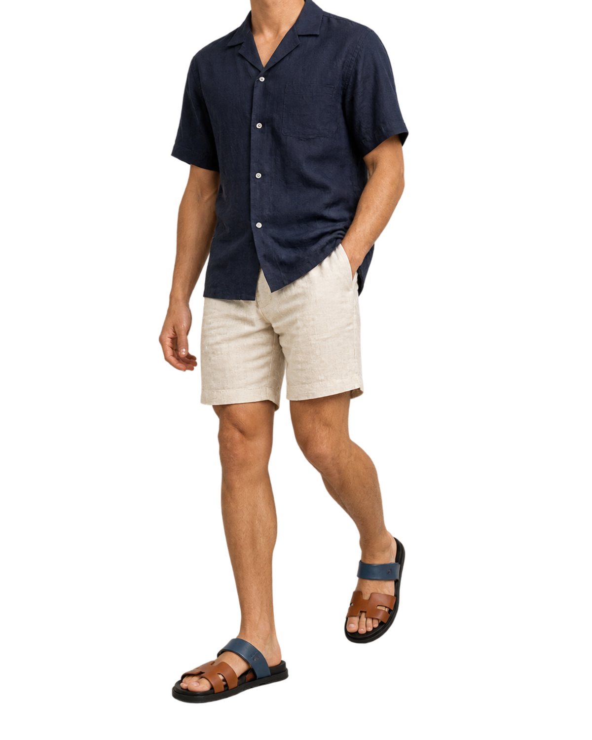 Chypre sandals in Navy &Natural