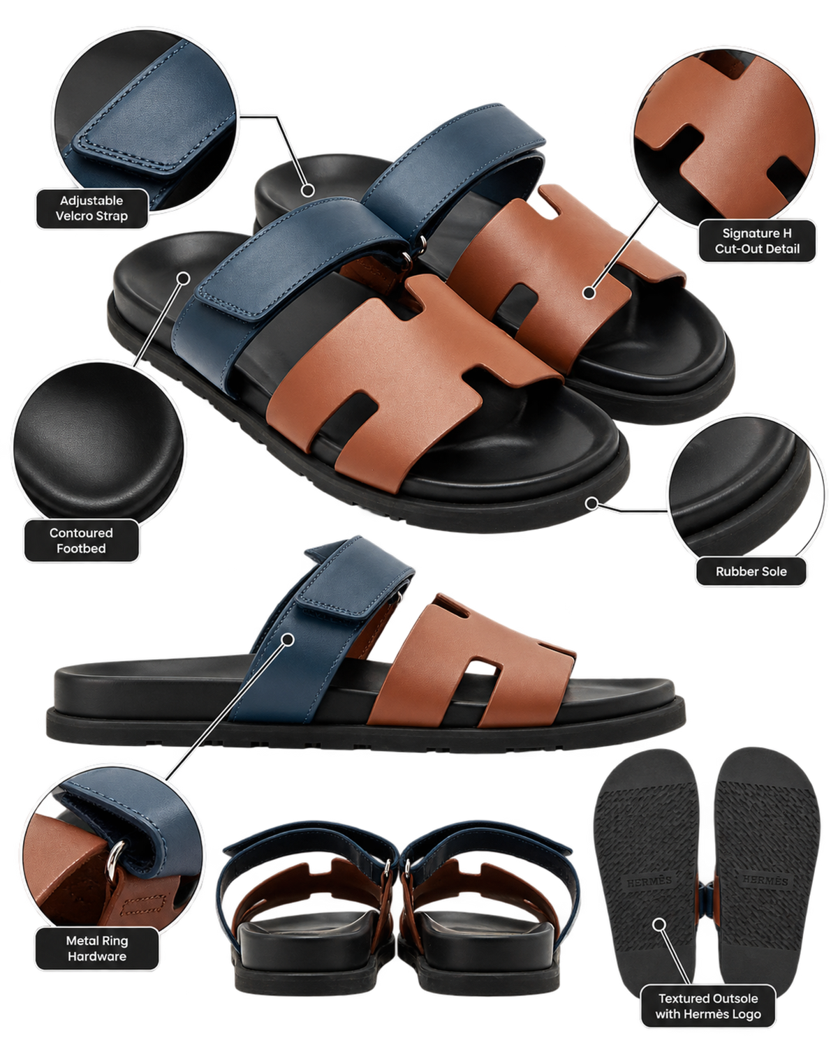 Chypre sandals in Navy &Natural