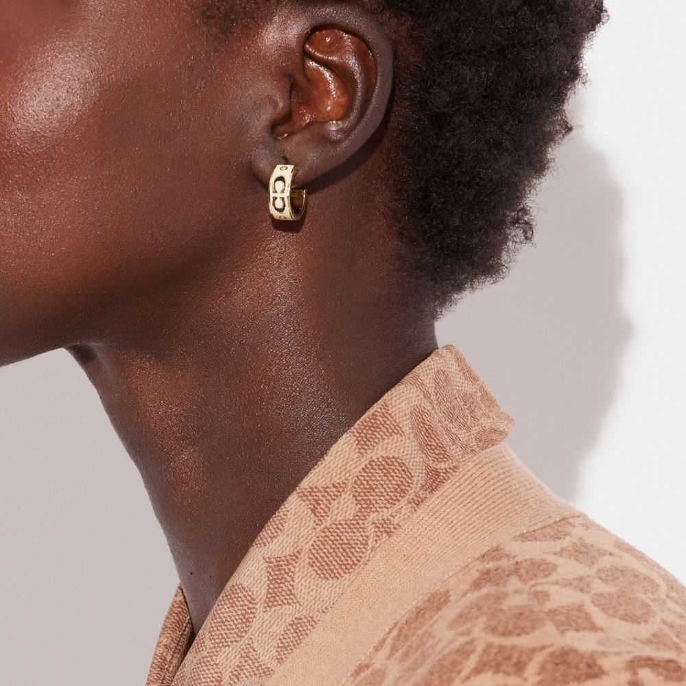 Signature Enamel Huggie Earrings