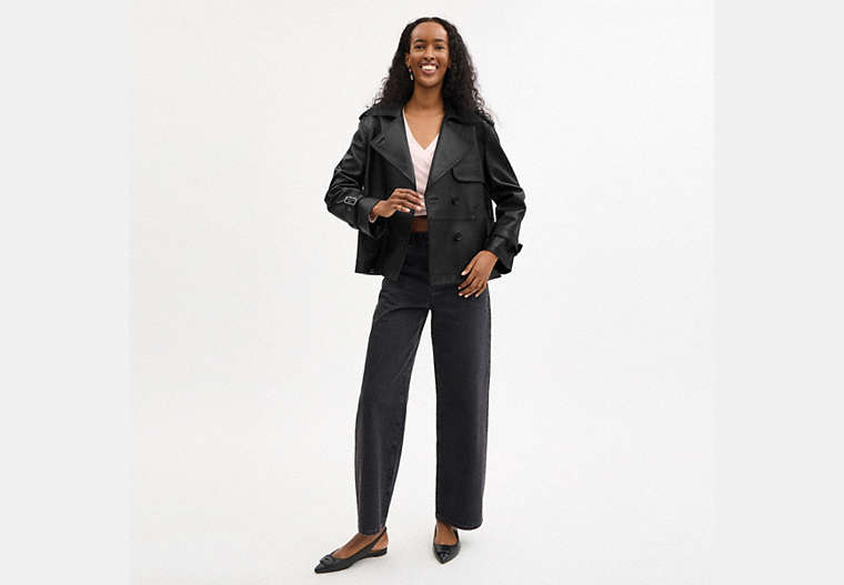 Mini Leather Trench Coat
