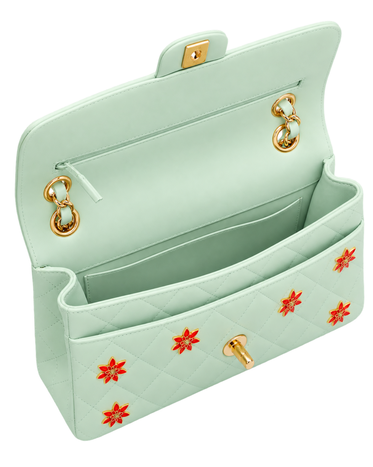 Classic 11.12 Handbag Lambskin, Enamel & Gold-Tone Metal Light Green & Orange