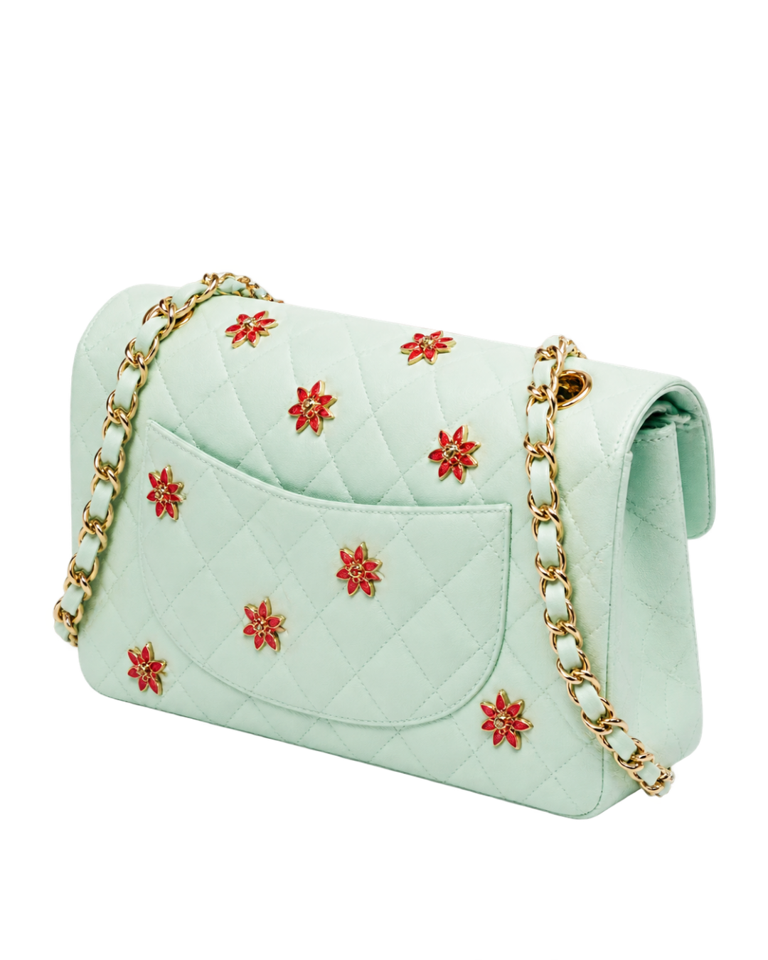 Classic 11.12 Handbag Lambskin, Enamel & Gold-Tone Metal Light Green & Orange