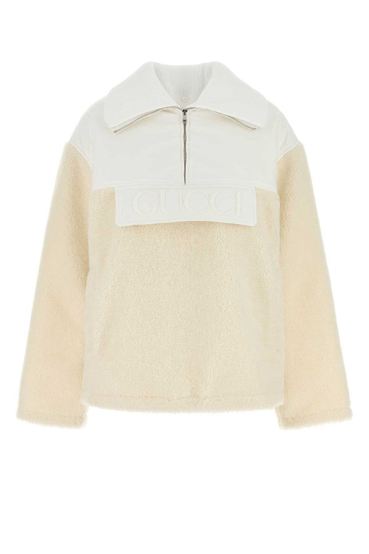 Beige Two-tone Blend Padded Jacket