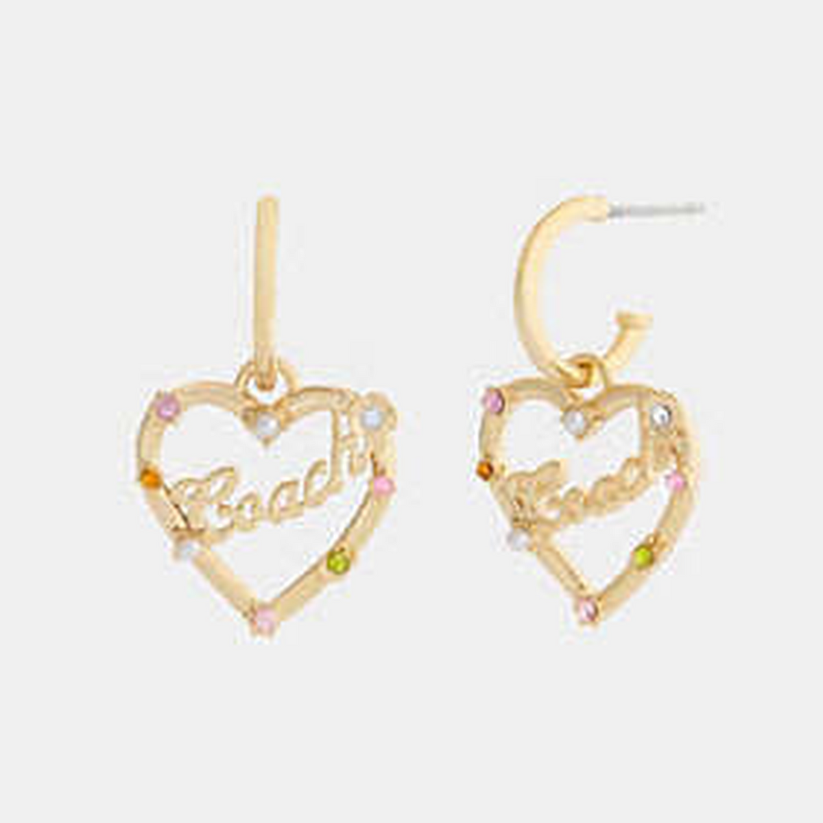 Coach Script Heart Hoop Earrings