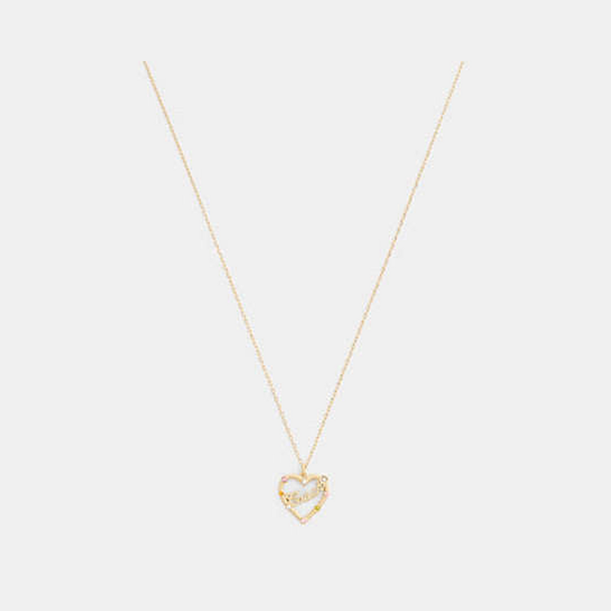 Coach Script Heart Pendant Necklace