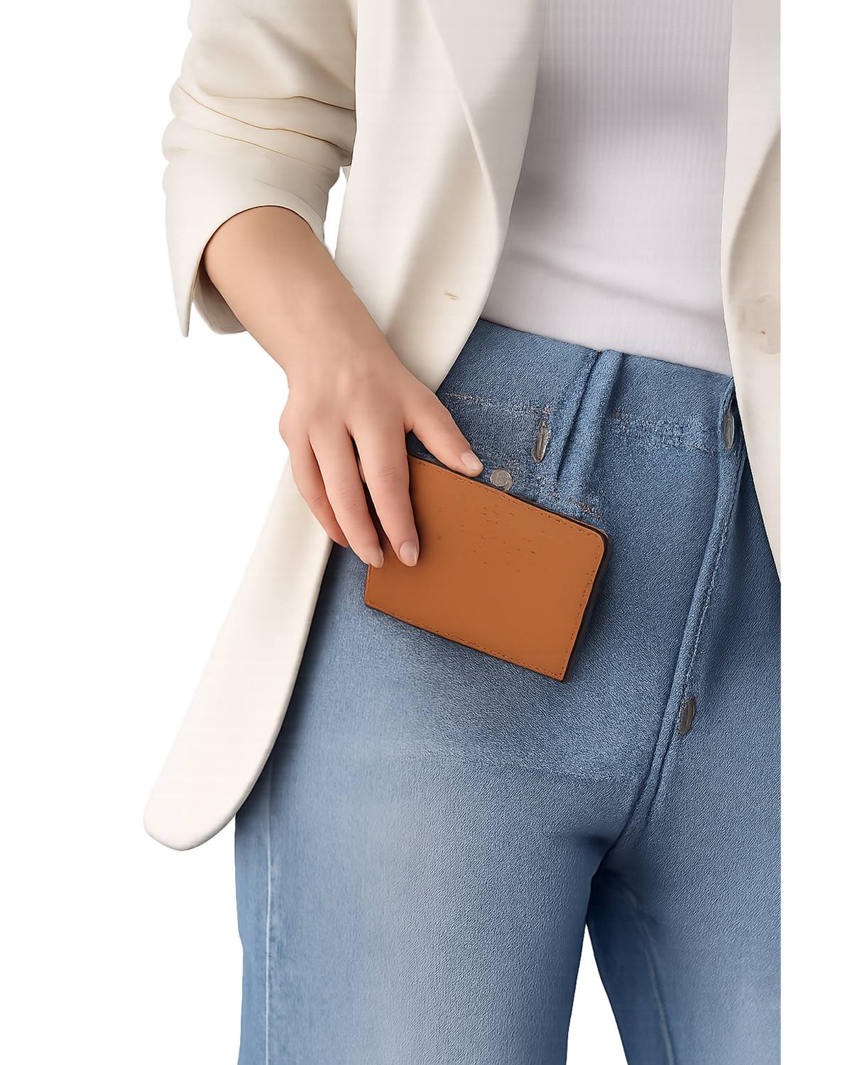 Cognac and blue leather wallet