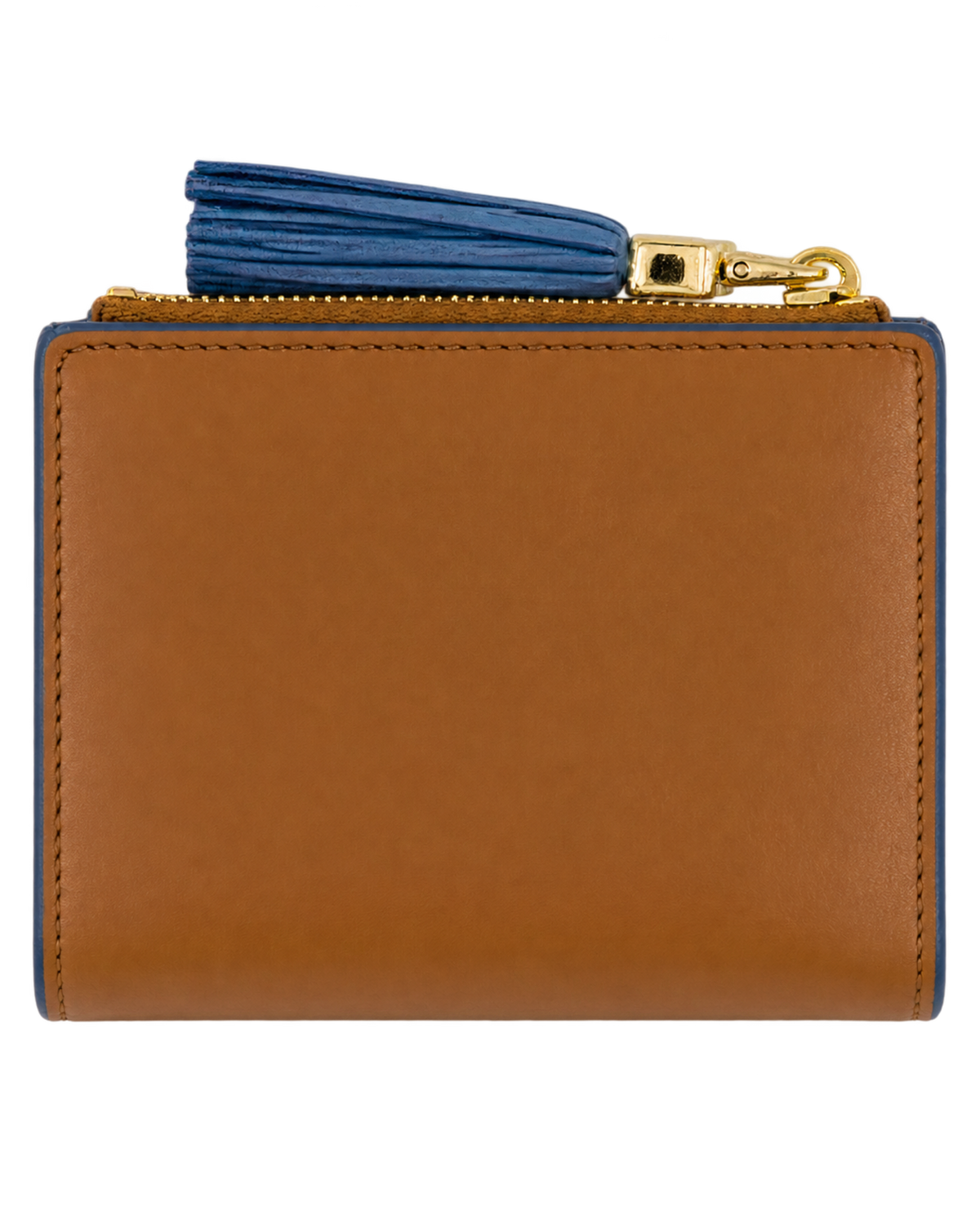 Cognac and blue leather wallet