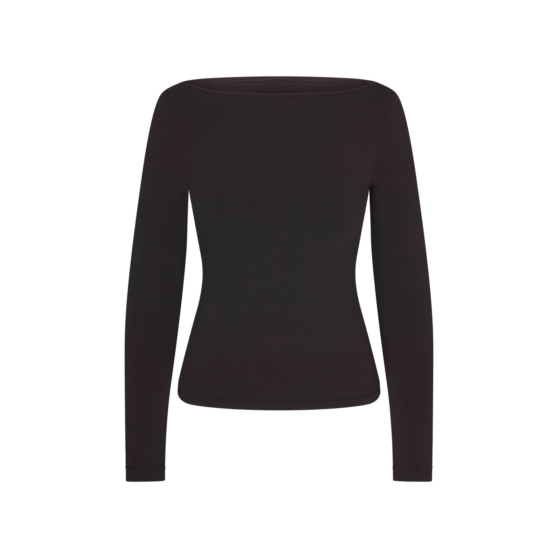 Cotton Jersey Long Sleeve Boatneck Top