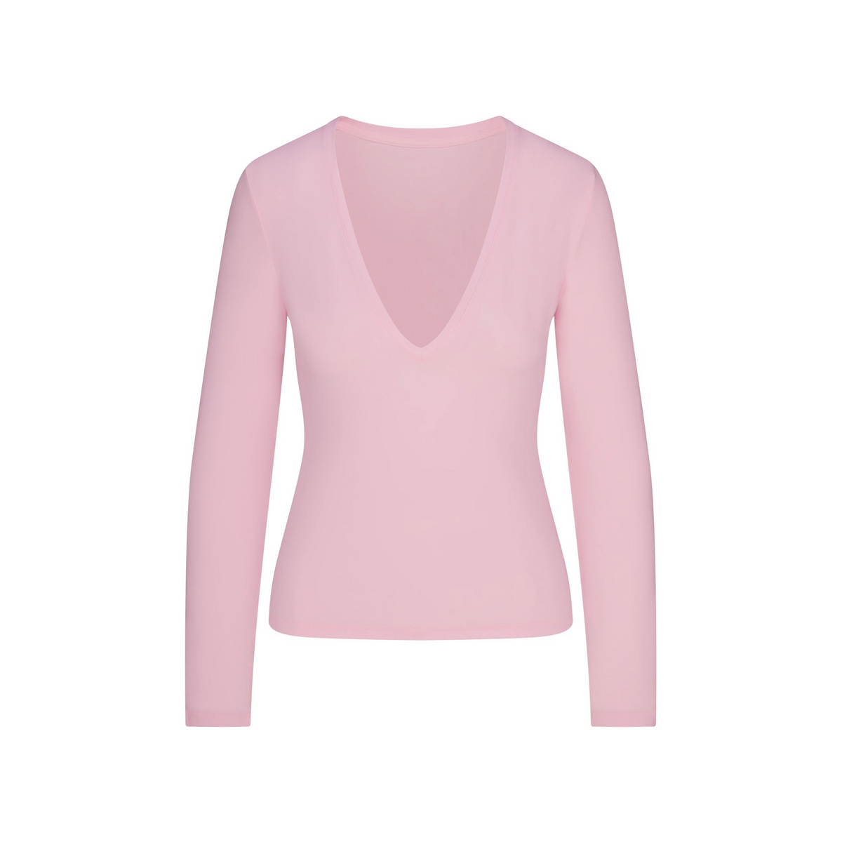 Cotton Jersey Long Sleeve Plunge Top