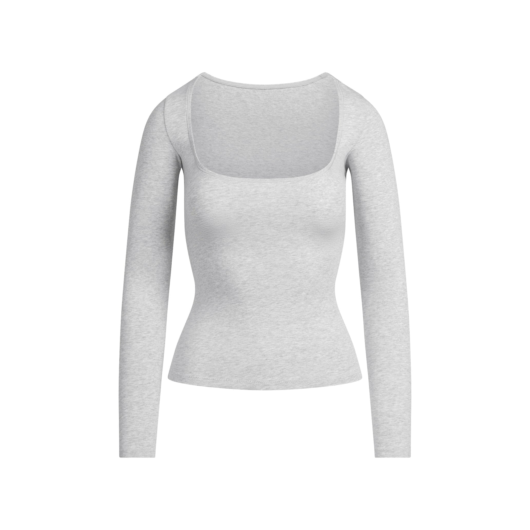 Cotton Jersey Scoop Neck Long Sleeve Top