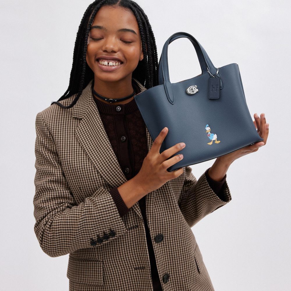 Disney X Coach Willow Tote Bag 24 With Donald Duck