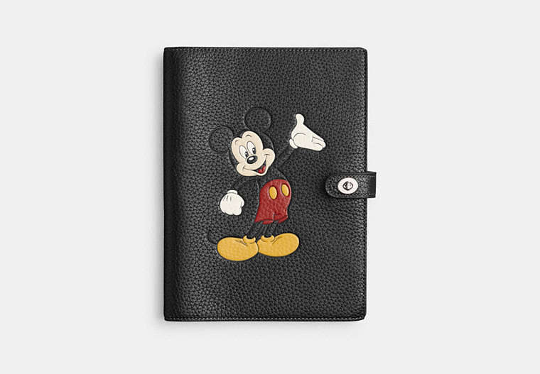 Disney X Coach Notebook In Regenerative Leather With Mickey Mouse