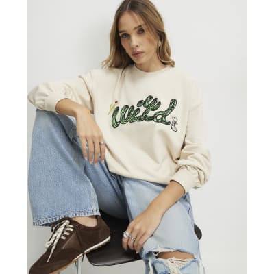 Cream Cactus Embroidered Sweatshirt