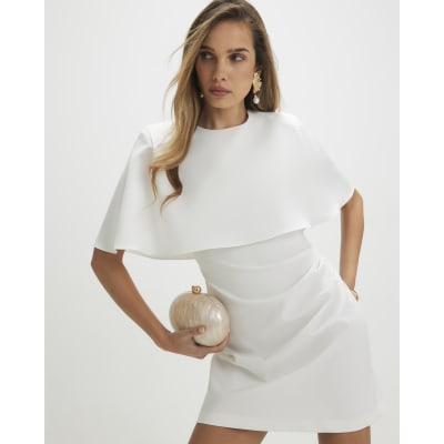 Cream Cape Mini Dress