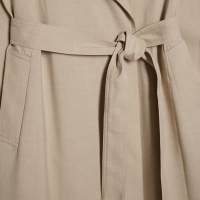 Cream Collared Long Sleeve Trench Coat