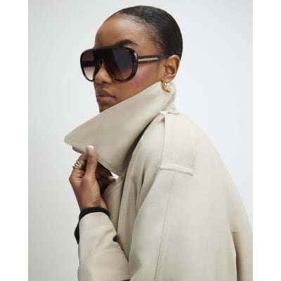 Cream Collared Long Sleeve Trench Coat
