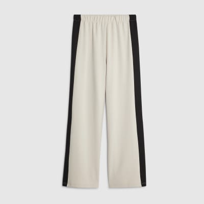 Cream Colour Block Wide Leg Trousers