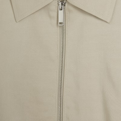 Cream Cotton Blend Harrington Jacket