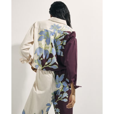 Cream Floral Beach Shirt